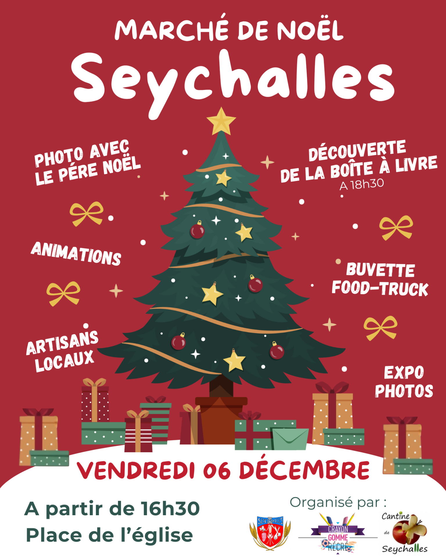 Affiche noel evenement rouge