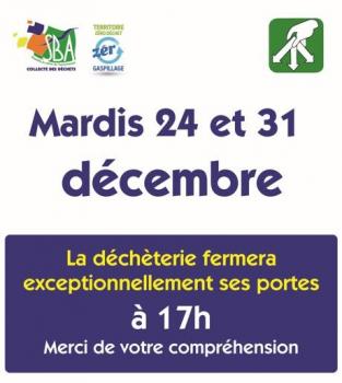 Fermeture exceptionnelle24 et 31 decembre 2024